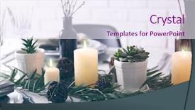  Presentation with succulents - PPT layouts enhanced with traditional wedding invitation - table served with succulents background and a sky blue colored foreground