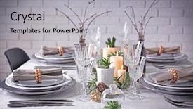  Presentation with living room - Slides with traditional wedding invitation - table served with succulents background and a light gray colored foreground