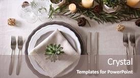  Presentation with succulents - PPT layouts consisting of traditional wedding invitation - table served with succulents background and a gray colored foreground