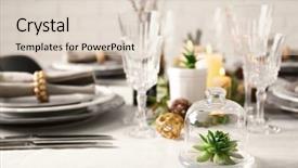  Presentation with dinner invitation - PPT layouts with traditional wedding invitation - table served with succulents background and a lemonade colored foreground