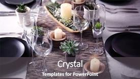  Presentation with dinner invitation - PPT theme featuring traditional wedding invitation - table served with succulents background and a  colored foreground