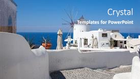  Presentation with santorini - Cool new PPT layouts with traditional-white-architecture-over backdrop and a teal colored foreground