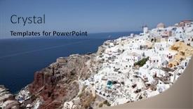  Presentation with santorini - Slide set featuring traditional-white-architecture-over background and a teal colored foreground