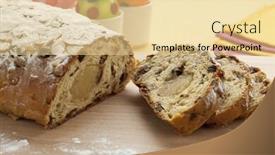  Presentation with dutch - PPT layouts enhanced with traditional whole dutch easter bread covered with sugar and easter eggs on the background background and a blonde colored foreground