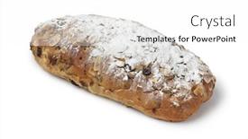  Presentation with dutch - Slides enhanced with traditional whole dutch easter loaf of bread covered with sugar and almond shreds isolated on white background background and a white colored foreground