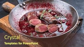  Presentation with frying - Presentation design featuring traditional-wild-hare-back-filet background and a tawny brown colored foreground