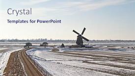  Presentation with windmill - Presentation theme featuring traditional-windmill-in-the-countryside background and a sky blue colored foreground