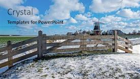  Presentation with windmill - Presentation design consisting of traditional-windmill-in-the-countryside background and a light blue colored foreground