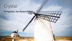  Presentation with windmills - PPT theme with traditional-windmills-and-castle background and a light blue colored foreground