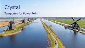  Presentation with windmills - Slides with traditional windmills at kinderdijk background and a sky blue colored foreground