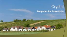  Presentation with wine - PPT theme consisting of traditional-wine-cellars-street-kellergasse background and a teal colored foreground