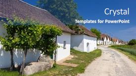  Presentation with wine - Slides consisting of traditional-wine-cellars-street background and a ocean colored foreground