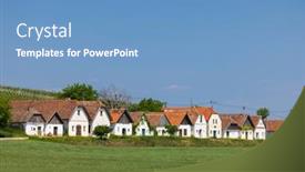  Presentation with wine - Slides featuring traditional-wine-cellars-street background and a teal colored foreground