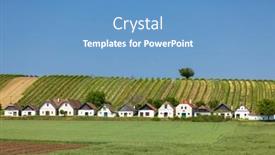  Presentation with wine - Presentation theme with traditional-wine-cellars-street background and a teal colored foreground