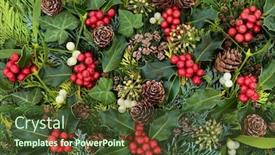  Presentation with leaves flat lay - PPT layouts with traditional-winter-background-of-holly background and a tawny brown colored foreground