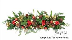  Presentation with cedar - PPT theme featuring traditional-winter-decoration-with-holly background and a white colored foreground