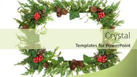  Presentation with cedar - Beautiful presentation design featuring traditional-winter-solstice-christmas-new backdrop and a soft green colored foreground