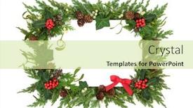  Presentation with red bow - Colorful PPT layouts enhanced with traditional-winter-solstice-christmas-new backdrop and a soft green colored foreground