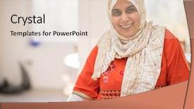  Presentation with arabic - Slides having traditional women - arabic beautiful housewife making background and a lemonade colored foreground