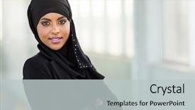  Presentation with arabic - Colorful PPT theme enhanced with traditional women - beautiful modern arabic office worker backdrop and a light gray colored foreground