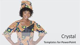  Presentation with 3d printing print concept metallic - PPT theme featuring traditional women - portrait of young woman background and a white colored foreground