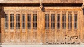  Presentation with windows doors - Slides having traditional-wooden-doors-with-lattice background and a coral colored foreground