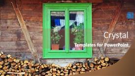  Presentation with maramures - Colorful PPT theme enhanced with traditional wooden house in maramures romania backdrop and a violet colored foreground