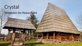  Presentation with maramures - PPT layouts enhanced with traditional wooden house in maramures romania background and a light blue colored foreground