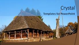  Presentation with maramures - PPT layouts consisting of traditional wooden house in maramures romania background and a light blue colored foreground