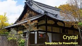  Presentation with traditional japan - Theme enhanced with traditional wooden house japan background and a wine colored foreground