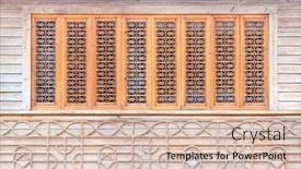  Presentation with windows - Theme with traditional-wooden-wall-with-lattice background and a soft green colored foreground