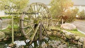  Presentation with spinning wheel - Presentation theme featuring traditional-wooden-water-wheel-spinning background and a yellow colored foreground