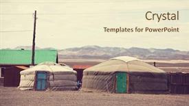 Presentation with mongolia - Presentation enhanced with traditional yurts home of mongolia background and a cream colored foreground