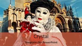  Presentation with venice - Colorful slides enhanced with traditionally dressed venice carnival person backdrop and a red colored foreground