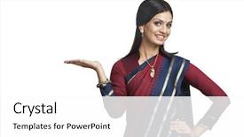 Presentation with indian woman - Amazing PPT theme having traditionally indian woman gesturing backdrop and a white colored foreground