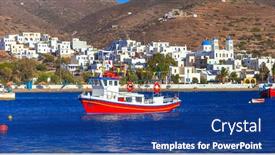  Presentation with fishing boats - PPT layouts featuring boats in katapola port amorgos background and a ocean colored foreground