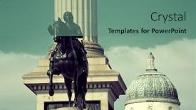  Presentation with square - Slide deck enhanced with trafalgar square with nelsons column and statue in london background and a seafoam green colored foreground