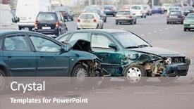  Presentation with accident - Presentation having traffic - car crash accident on street background and a gray colored foreground
