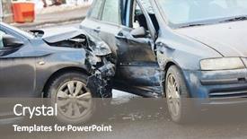  Presentation with crash - Cool new presentation theme with traffic - car crash accident on street backdrop and a gray colored foreground