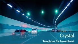  Presentation with tunnel - Theme consisting of traffic - car driving through tunnel background and a ocean colored foreground