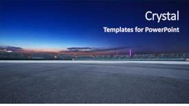  Presentation with highway - Amazing PPT layouts having traffic - empty highway through modern city backdrop and a navy blue colored foreground