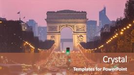 Presentation with france - Colorful PPT theme enhanced with traffic - paris arc of triomphe along backdrop and a red colored foreground