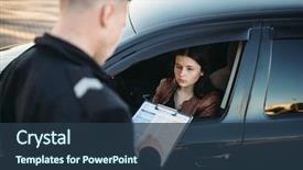  Presentation with driver - Cool new theme with traffic - policeman in uniform writes fine backdrop and a tawny brown colored foreground
