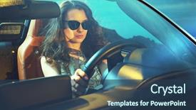  Presentation with driving - Presentation theme enhanced with traffic - pretty young woman driving her background and a ocean colored foreground