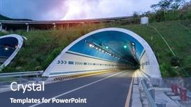  Presentation with traffic road - Amazing presentation having traffic - road tunnel in the mountains backdrop and a ocean colored foreground