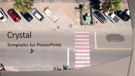  Presentation with vehicle - Theme featuring vehicle traffic - top view of street background and a soft green colored foreground