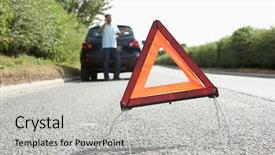  Presentation with road accident - Amazing PPT layouts having traffic accident - driver broken down on country backdrop and a light gray colored foreground