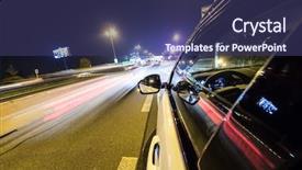  Presentation with city night - Cool new slides with traffic accident - night city from the car backdrop and a ocean colored foreground