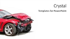  Presentation with traffic accident - Amazing presentation theme having traffic accident - wreck backdrop and a white colored foreground