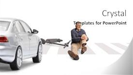  Presentation with electric scooter - PPT theme consisting of traffic-accident-between-a-car background and a white colored foreground